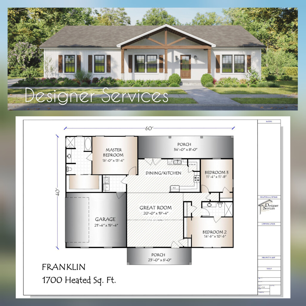 Franklin House Plan 1700 Square Feet Etsy - 1700 SQ FT Two Story House Plans