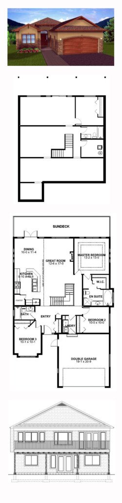 Hillside Home Plan 99970 Total Living Area 1450 Sq Ft 4 Bedrooms  - 1450 SQ FT House Plans With Basement