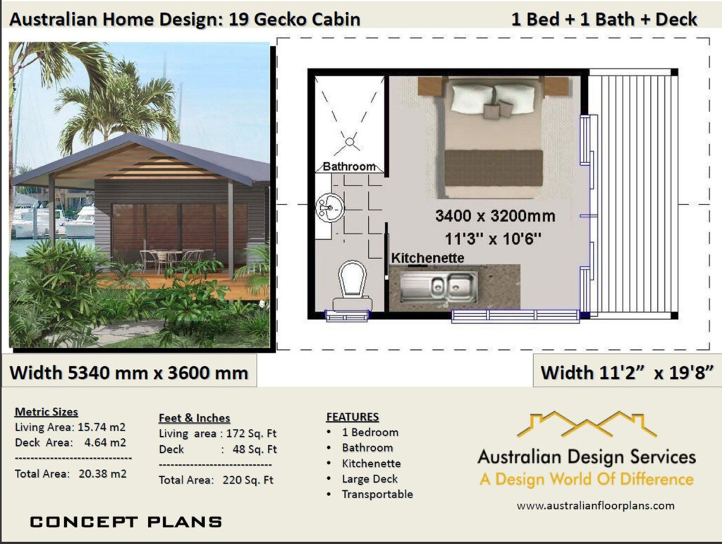 House Plan 1 Bedroom Transportable Home 20m2 220 Sq Ft Etsy - 220 SQ FT House Plans