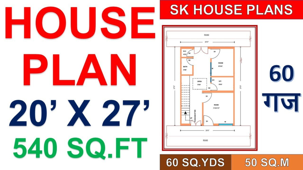 HOUSE PLAN 20 X 27 540 SQ FT 60 SQ YDS 50 SQ M 60 GAJ YouTube - 540 SQ FT House Plan Design