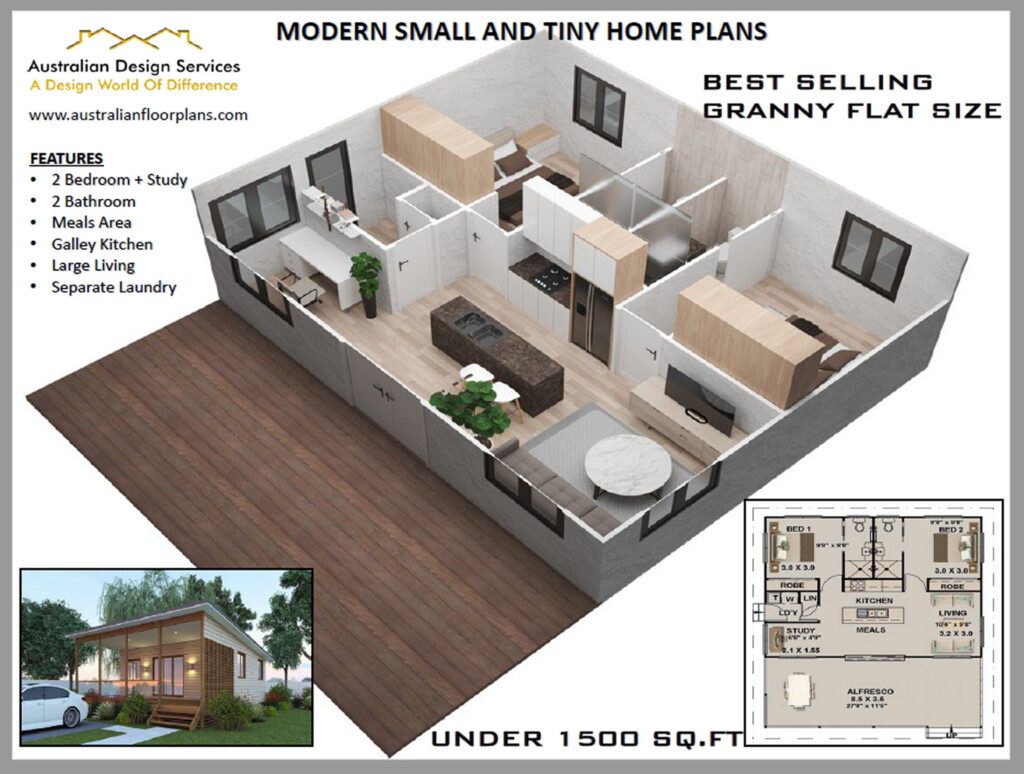 House Plans Under 1000 Sq Ft 2 Bedrooms 2 Bathroom Granny Flat  - House Plans 1000 SQ FT And Under
