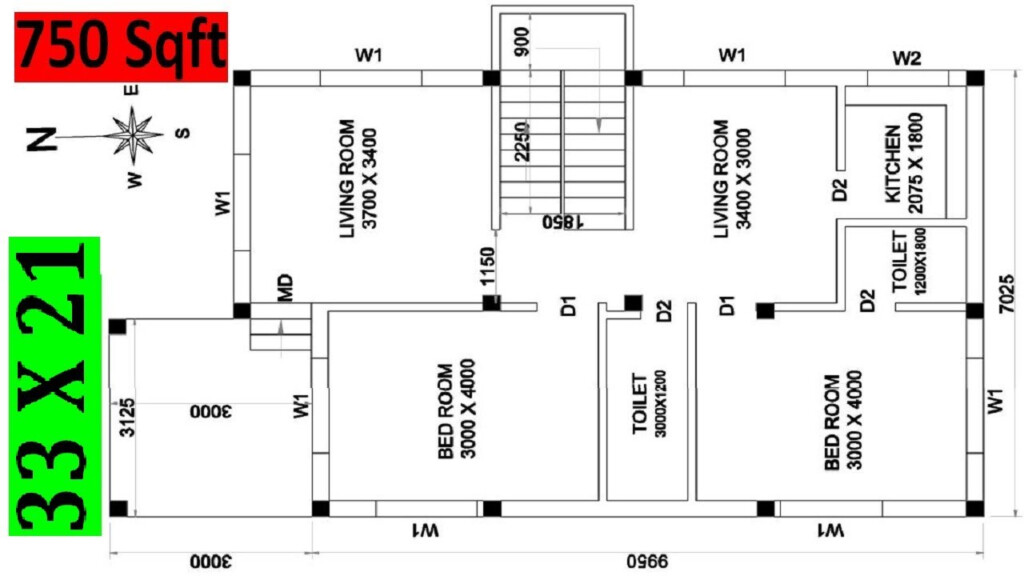 How To Make House Plan 750 Sqft North Facing 2bhk House Plan  - 750 SQ FT House Plans In Tamilnadu