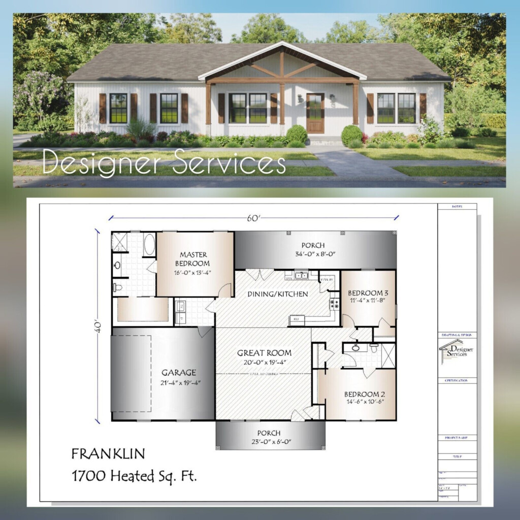 Lantana House Plan 1920 Heated Square Feet EBay Franklin Homes  - 1700 SQ FT Duplex House Plans