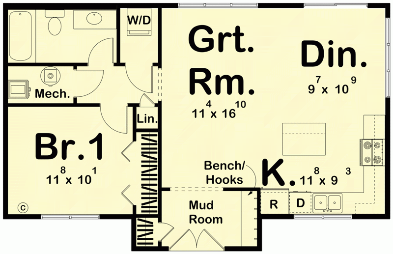 One Bedroom House Plans 800 Square Feet Www resnooze - 800 SQ FT 1 Bedroom With Mudroom House Plans
