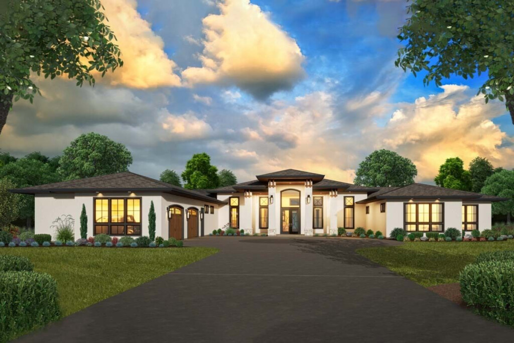 One Story 4000 Square Foot Transitional House Plan With Home Office And  - 4000 SQ FT House Plans 1 Story