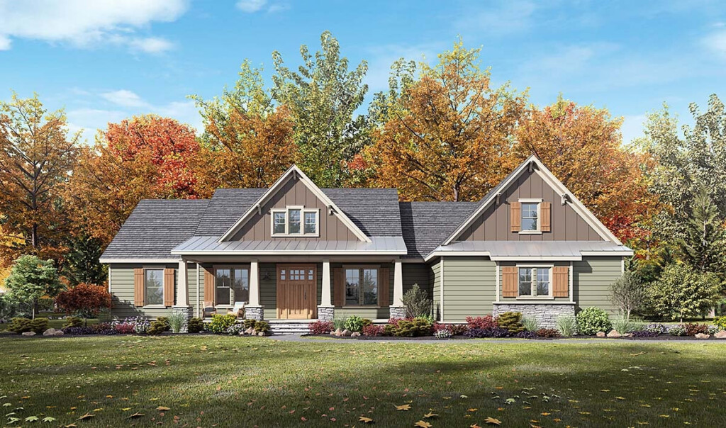 Plan 41457 Craftsman Cottage With Great Rear Porch Office 2300 Sq  - 2300 SQ FT House Plans