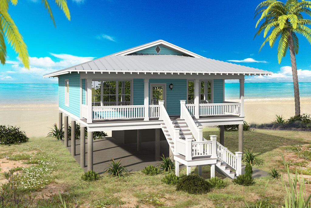 Plan 68480VR 2 Bed Beach Bungalow With Lots Of Options Beach House  - 1000 SQ FT Beach House Plans