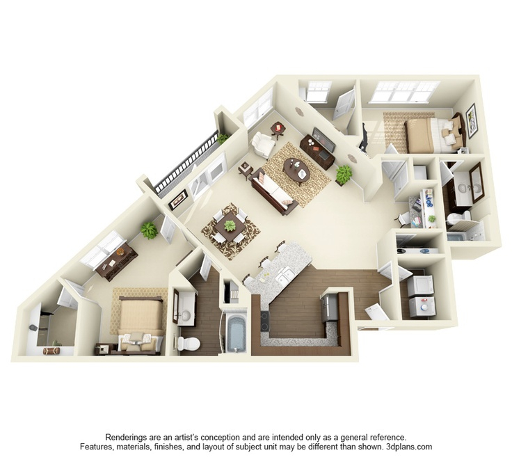 Plymouth Floor Plan 2 Bd 2 Ba 1296 Sq Ft Architectural Floor  - 1296 SQ FT House Floor Plan