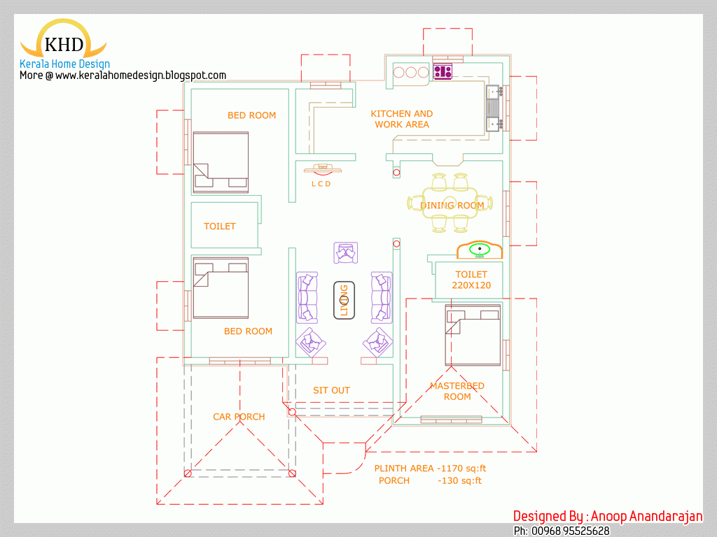 Single Floor House Plan And Elevation 1170 Sq Ft Love This Home Design - 1170 SQ FT House Plans