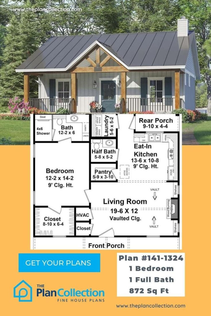 Small Home 1 Bedrm 1 5 Baths 872 Sq Ft Plan 141 1324 Ranch  - 872 SQ FT House Plan