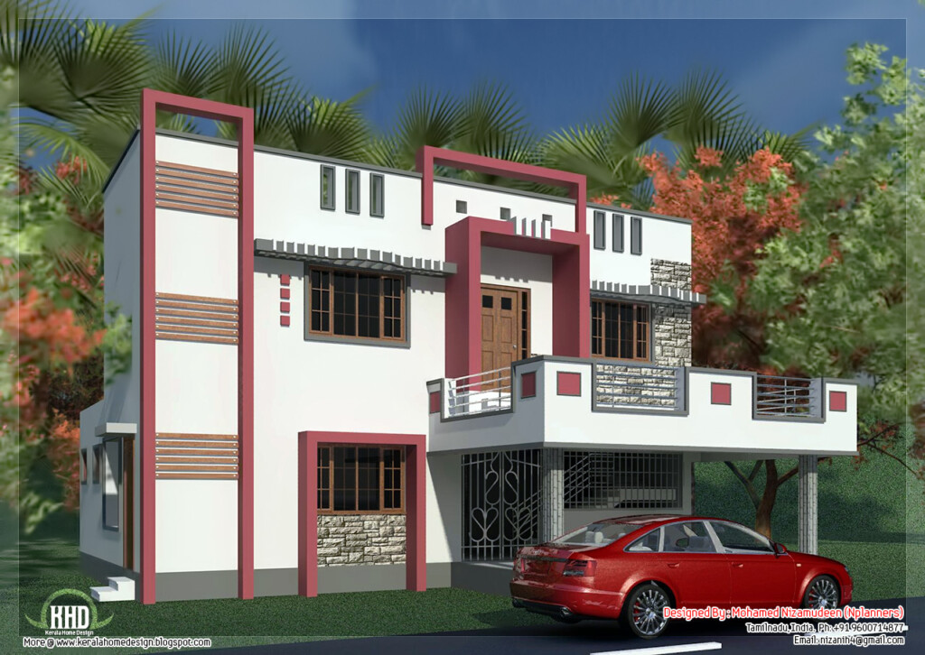 South Indian Model Minimalist 1050 Sq Ft House Exterior Design  - 1050 SQ FT House Plans Indian Style