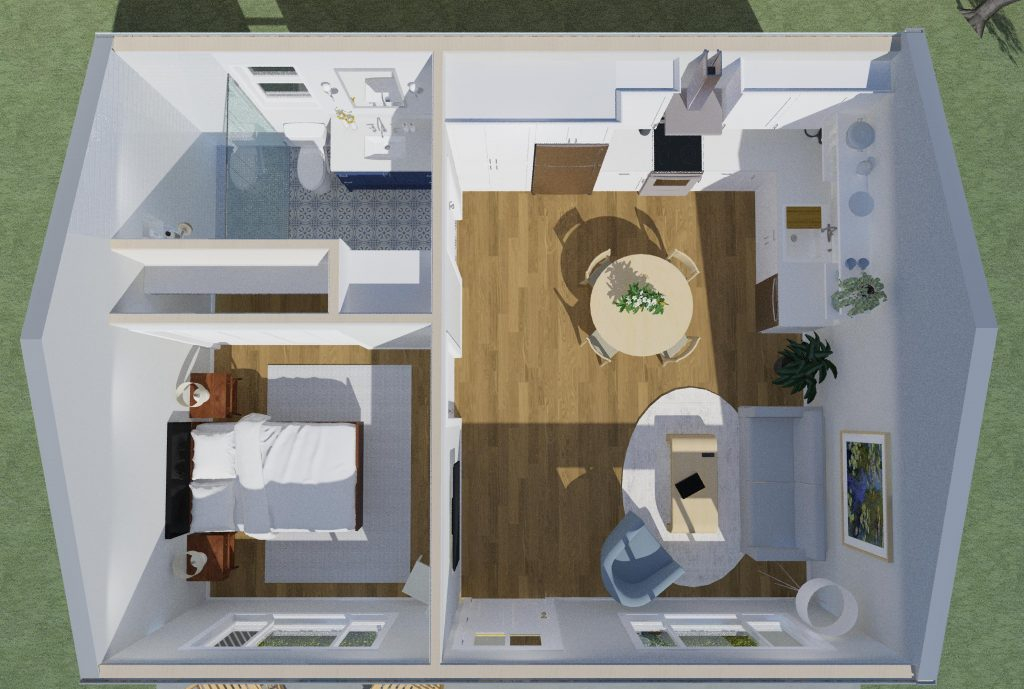 The Cozy Cottage 500 SQ FT 1BR 1BA Next Stage Design - 500 SQ FT Cottage House Plans