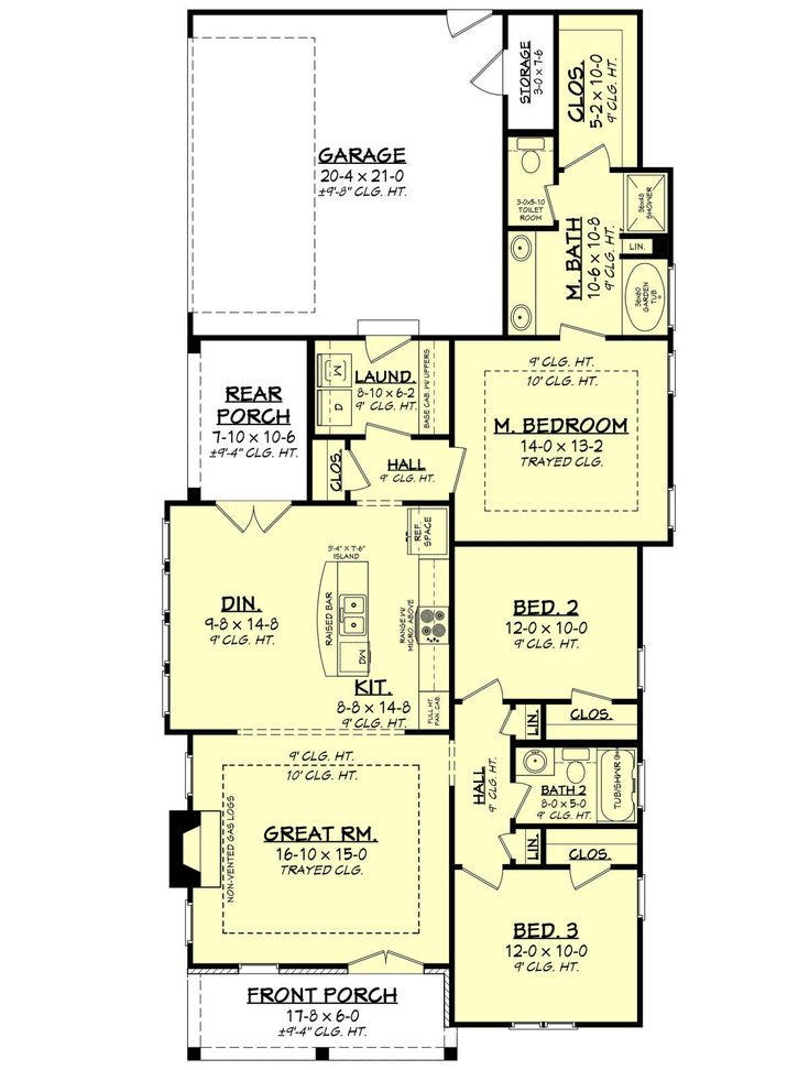 The First Floor Plan For This House - 1450 SQ FT House Plans With Basement