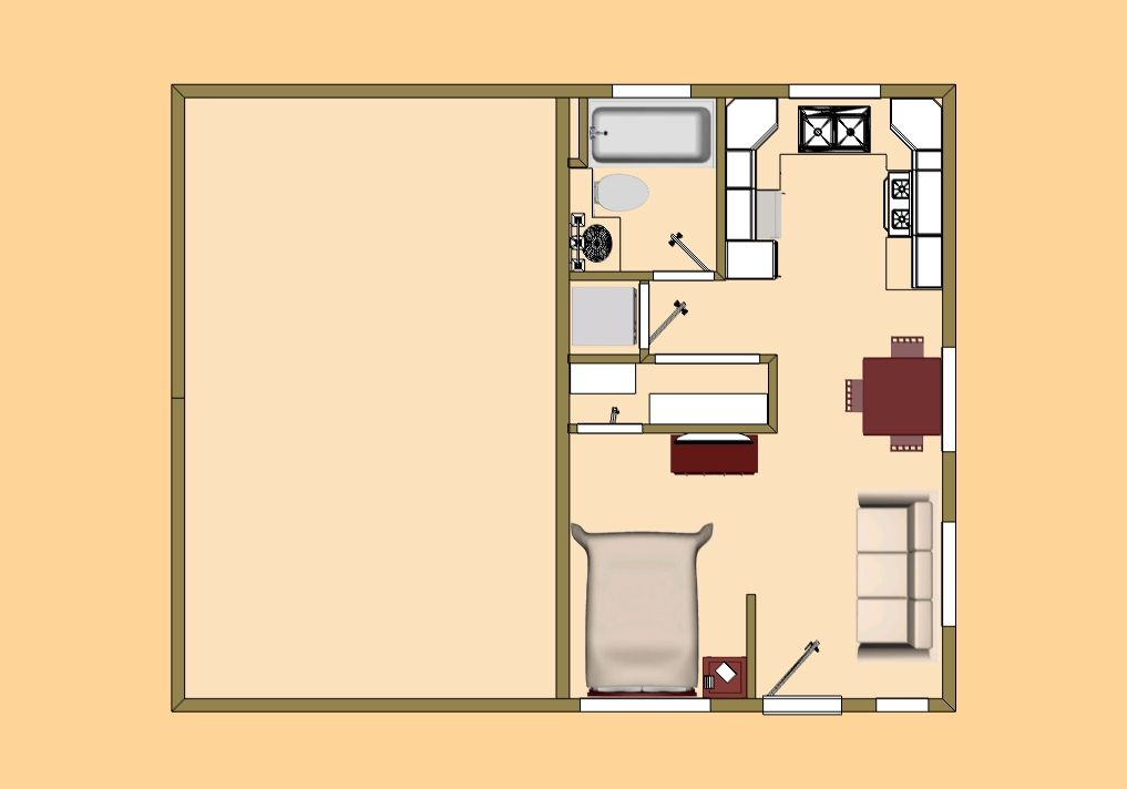 The Floor Plan View Of 3 A 360 Sq Ft Duplex Design House Plans  - 360 SQ FT House Plan