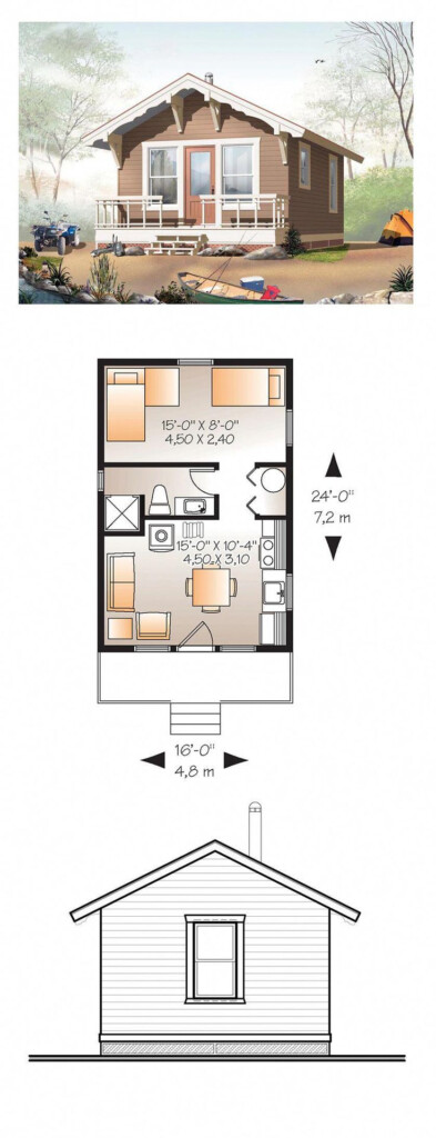 Tiny House Plan 76164 Total Living Area 384 Sq Ft 1 Bedroom And 1  - 384 SQ FT Tiny House Plans