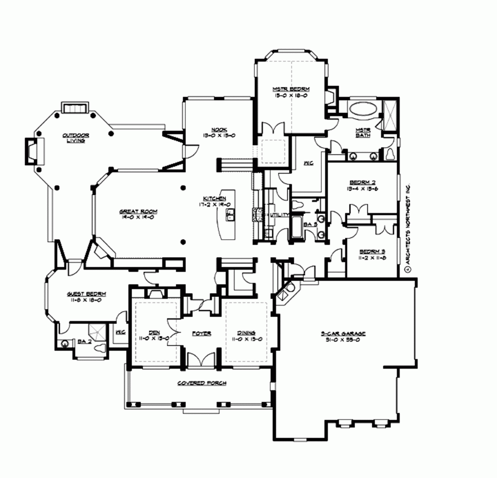 Traditional Style House Plan 4 Beds 3 Baths 3500 Sq Ft Plan 132 206  - 3500 SQ FT House Plans With Basement