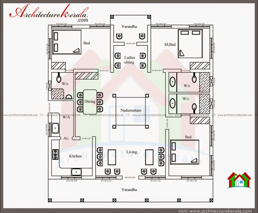 Typical Kerala Nalukettu Type Home Plan In 2000 Sq Ft With Floor Plan  - Kerala Style House Plans Within 2000 SQ FT